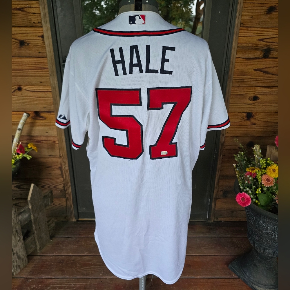 David Hale Game Worn 2014 Atlanta Braves Home Jersey, Size 46